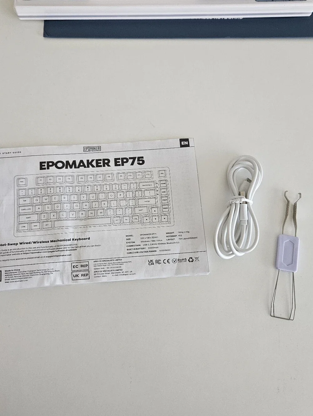 Epomaker EP75 75% Hot-Swappable Mechanical Keyboard White Gaming Computer RPG